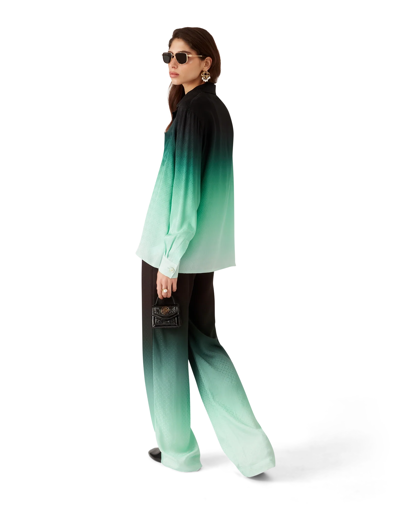 Chemise en soie Jacquard Gradient Ping Pong